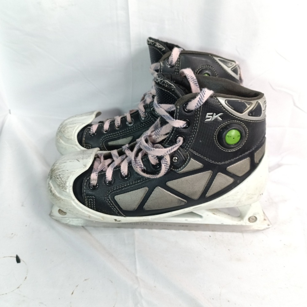 Reebok 5K Pump Goalie Skates Size 6 Black Silver White Ice Hockey Goalie Skates